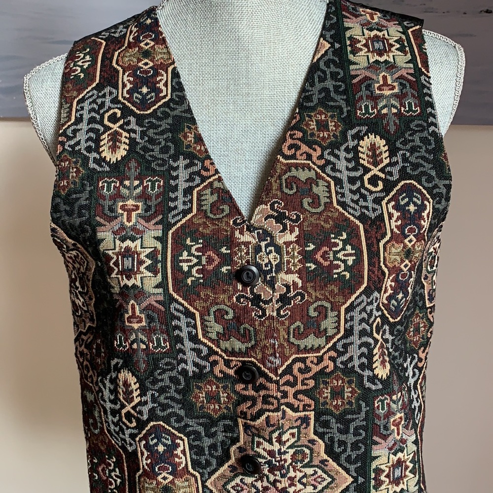 Vintage 1990s Traditions paisley vest waist cost - Picture 5 of 7